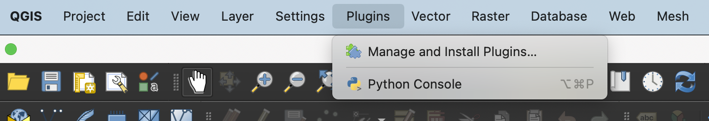 Screenshot of accessing the Plugin Manager from Navigation Bar